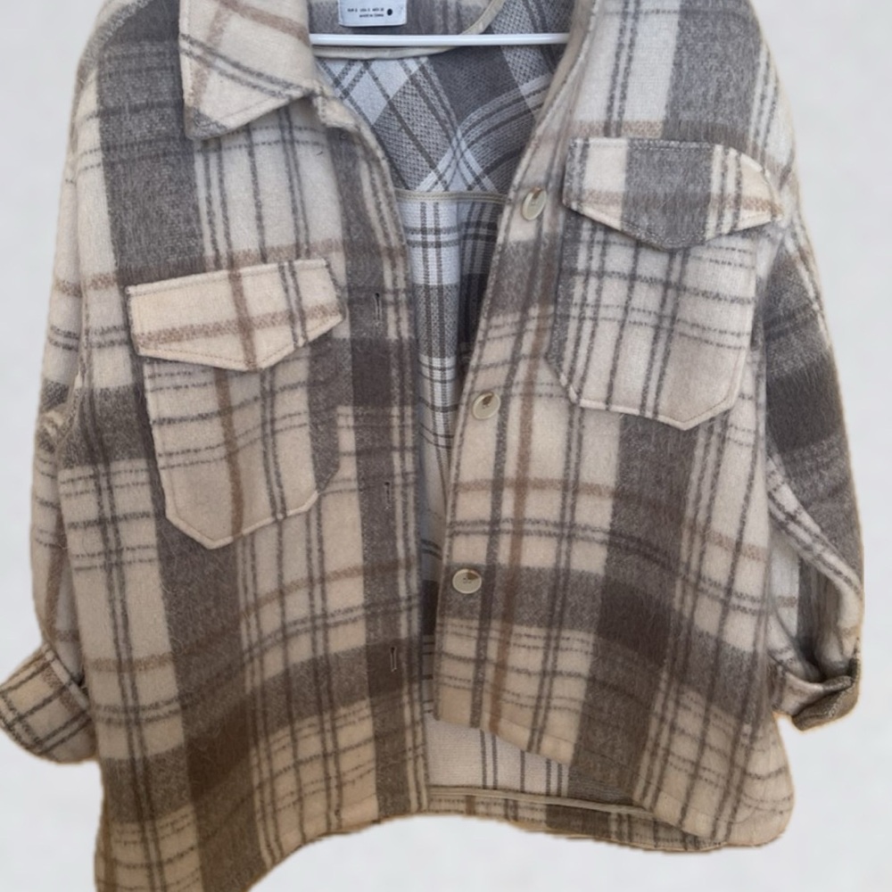 Zara - Plaid Button-Up Jacket - Picture 1 of 3